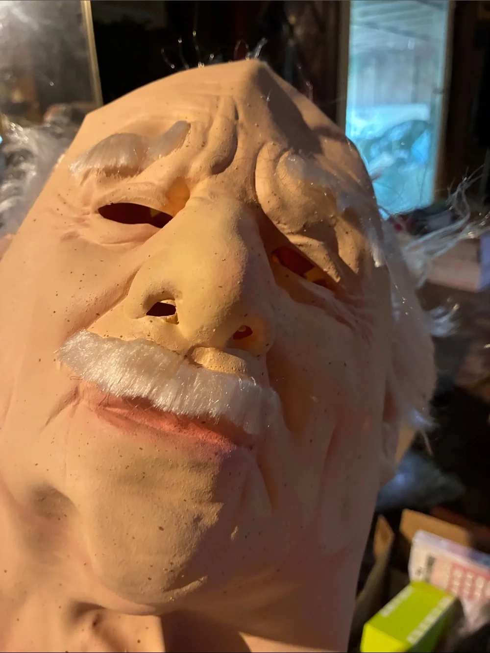 Realistic Elderly Man Full-Head Mask with White Hair & Mustache